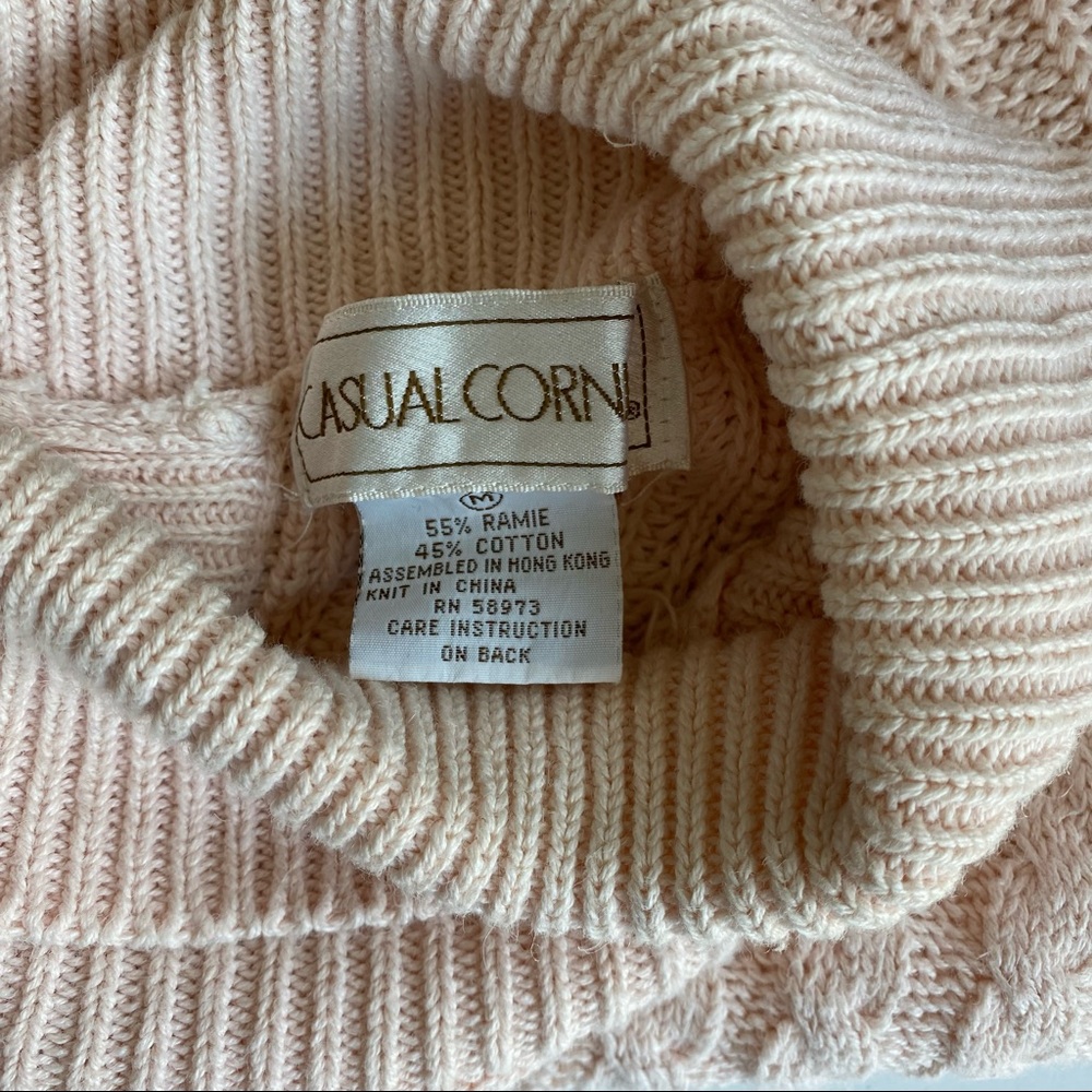 VINTAGE light pink CASUAL CORNER TURTLENECK Ramie/cotton KNIT SWEATER size M - Picture 5 of 6